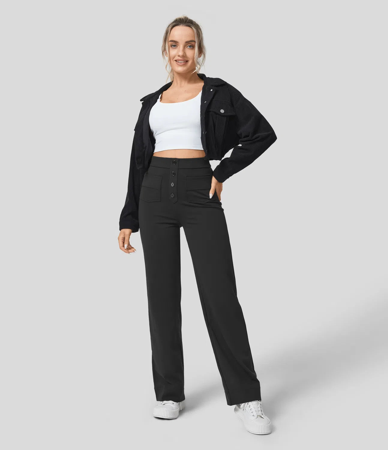 Pantalon de Taille Haute et Élastique Chic