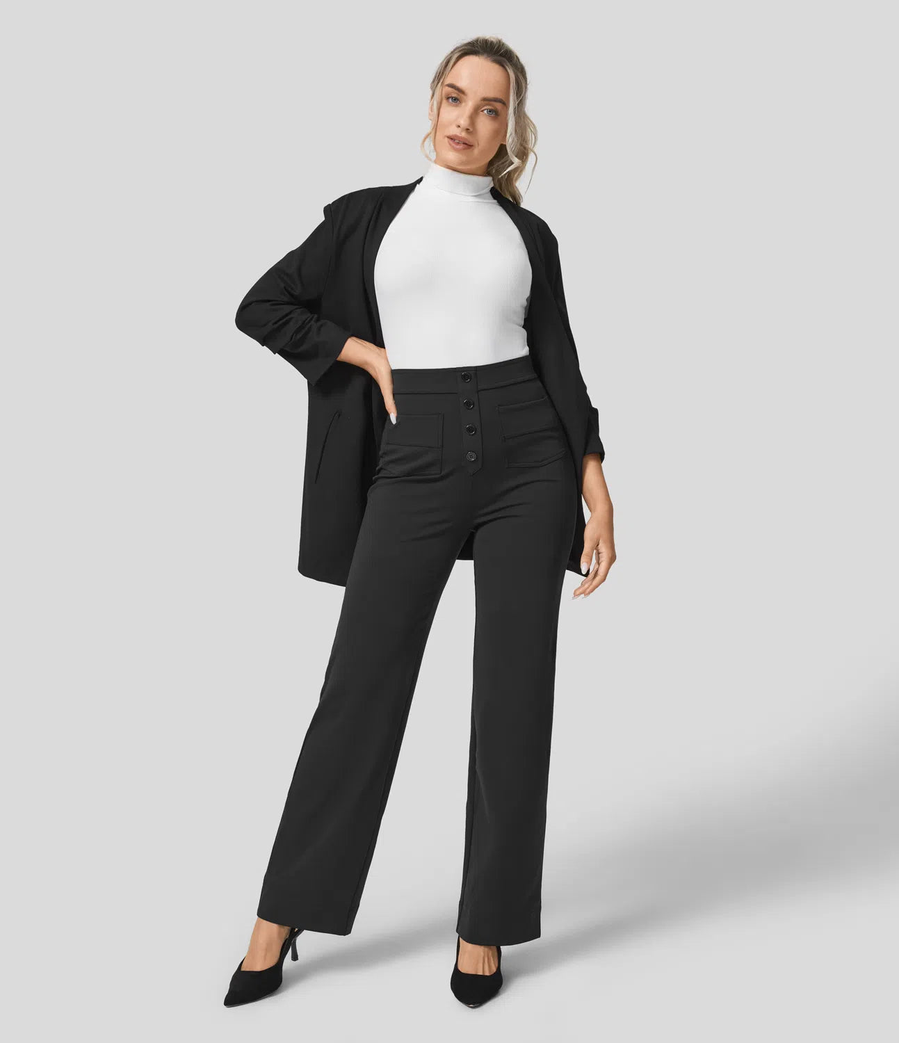 Pantalon de Taille Haute et Élastique Chic