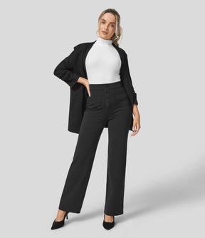 Pantalon de Taille Haute et Élastique Chic