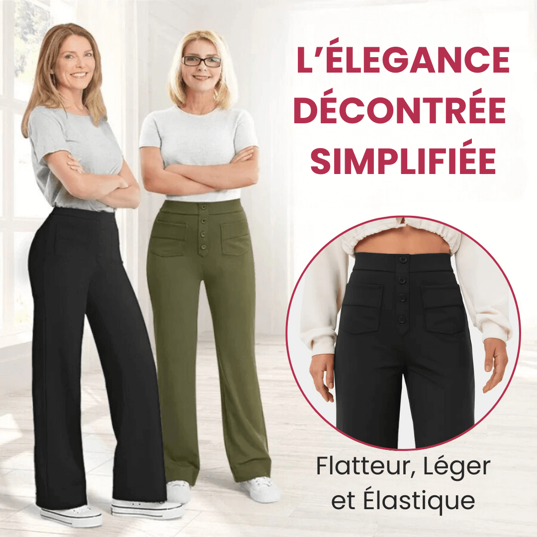 Chique elastische broek met hoge taille 