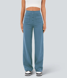 Pantalon de Taille Haute et Élastique Chic
