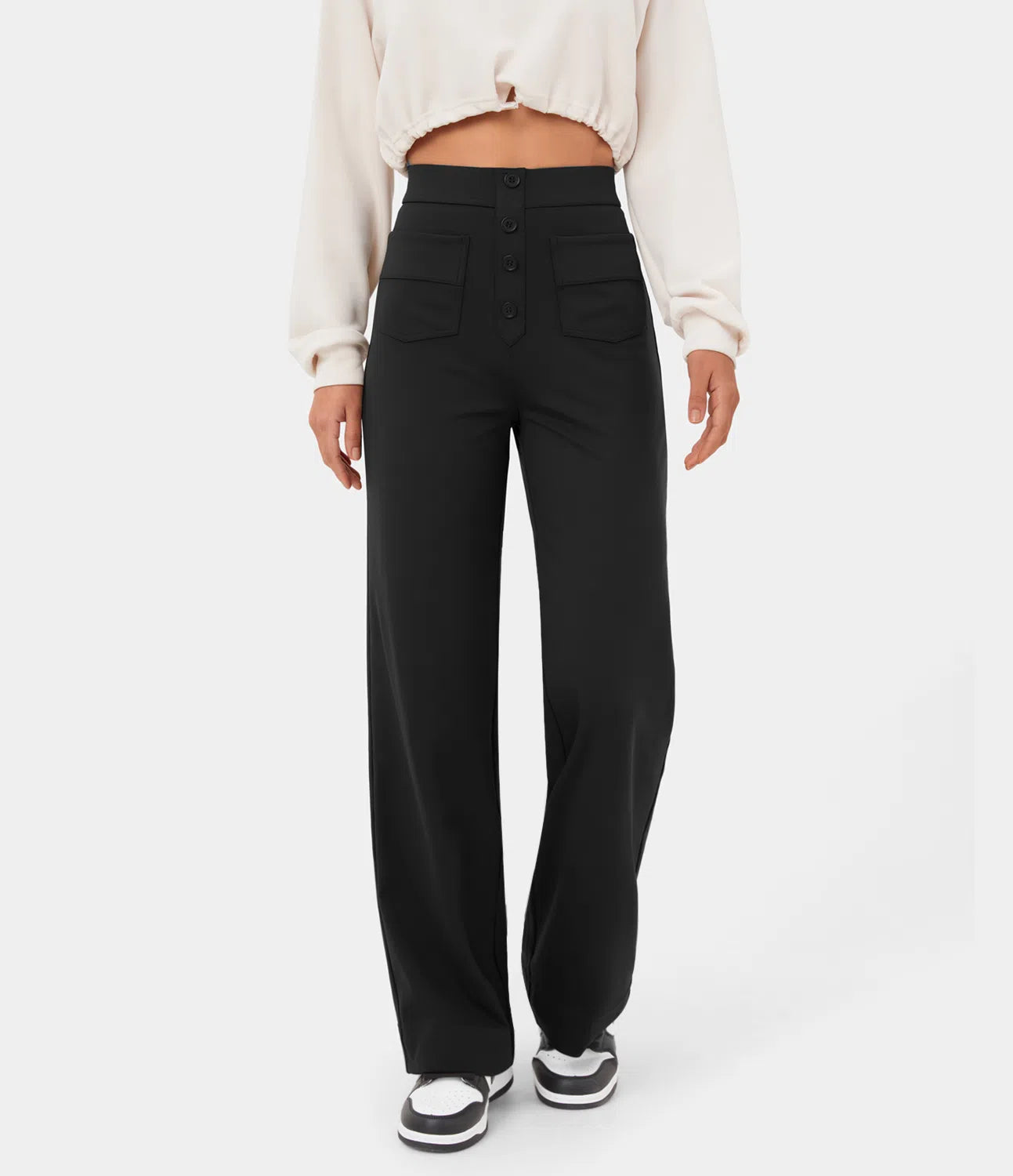 Pantalon de Taille Haute et Élastique Chic