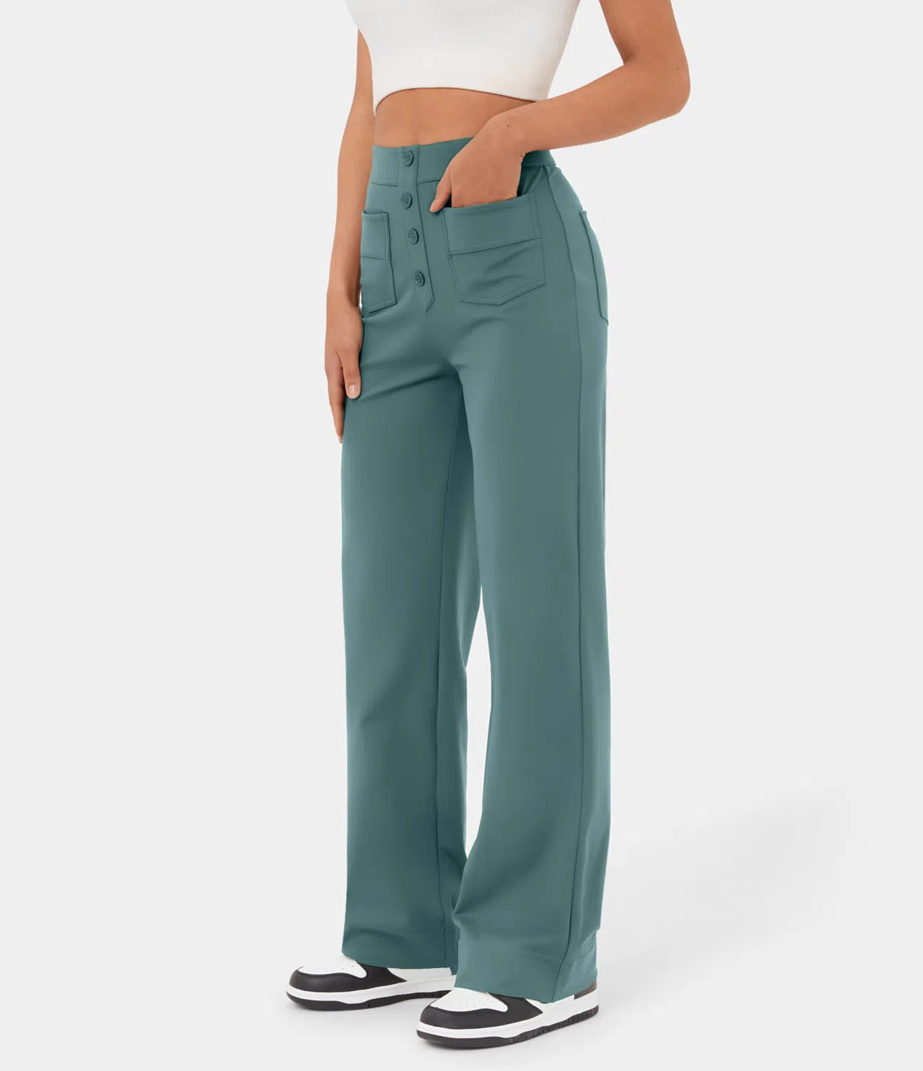 Pantalon de Taille Haute et Élastique Chic