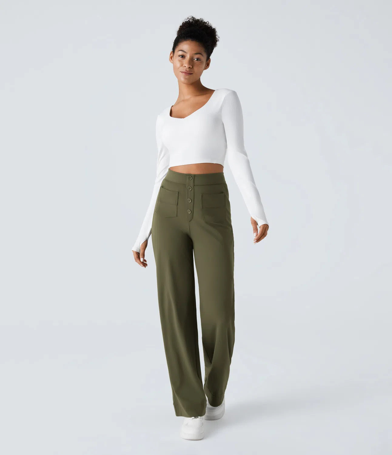 Pantalon de Taille Haute et Élastique Chic